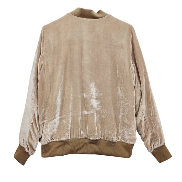 Madewell Women's Velvet Bomber Jacket Size Medium Viscose & Silk Blend Beige - Picture 8 of 13